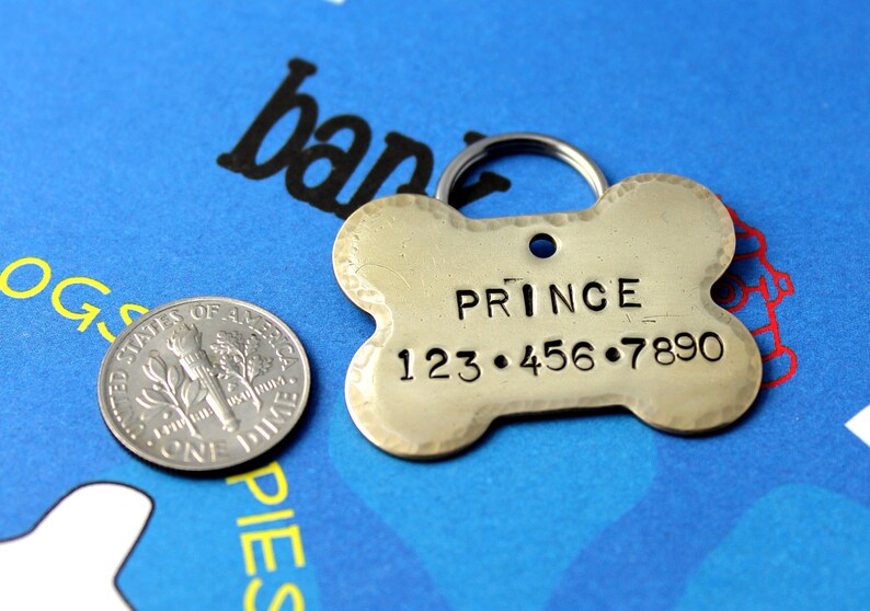 Custom Hand Stamped Pet Tag Personalized Dog Tag Nugold Etsy