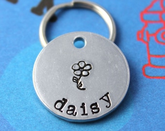 SMALL Dog or Cat Tag - Aluminum Customized Pet Tag - HandStamped Personalized Dog Tag - Other Metals Available