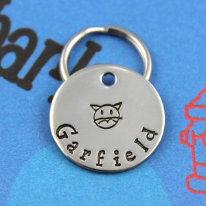 SMALL Cat Tag - Nickel Silver Customized Pet Tag - Small Cat Metal Name Tag - Other Metals Available