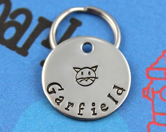 SMALL Cat Tag - Nickel Silver Customized Pet Tag - Small Cat Metal Name Tag - Other Metals Available