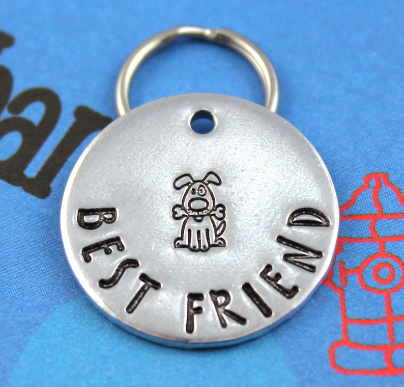 Customized Metal Dog Tag Pet Identification Tag Hand Stamped Custom Dog Name Tag Best Friend image 1