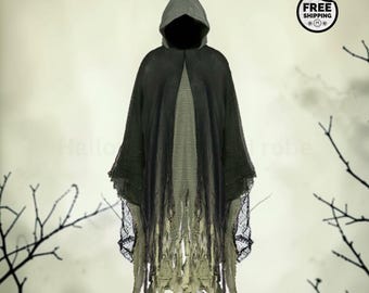 Medieval Renaissance Cloak With Hood, Wizard Robe, Gothic Fantasy Cape, Cosplay Costume, Halloween Outfit