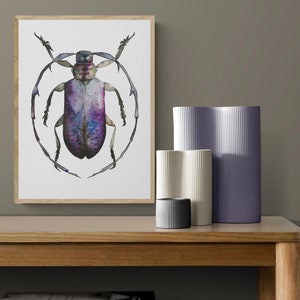 Watercolour purple beetle A4 print