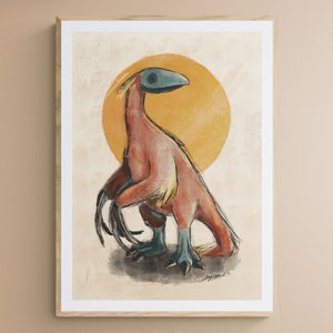Dinosaur Therizinosaurus art print sketchy modern