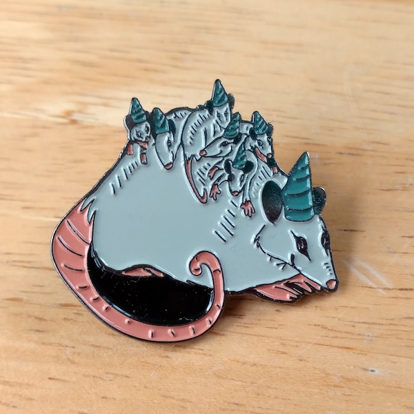 Possum Party - enamel pin -lapel pin - 1.5 inch enamel pin- opossum - baby possum - party hat