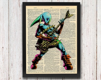 Legend of Zelda Zora Link Dictionary Art