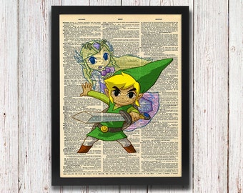 Legend of Zelda Toon Link and Zelda Dictionary Art