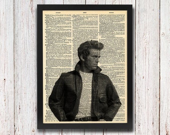 James Dean Vintage Black and White Dictionary Art