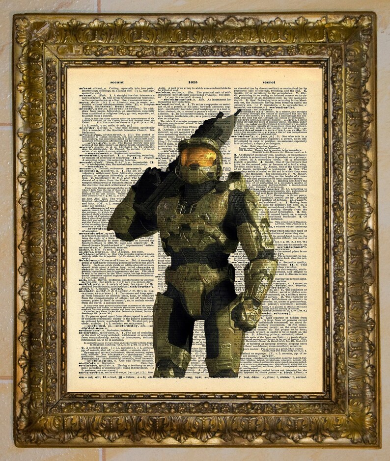 Halo Master Chief Dictionary Art Etsy