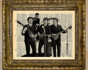 The Beatles Vintage Black and White Dictionary Art