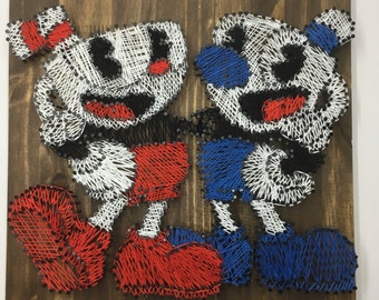 Cuphead and Mugman String Art