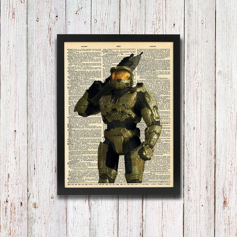 Halo Master Chief Dictionary Art Etsy