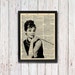 Audrey Hepburn Breakfast at Tiffany's Black and White Dictionary Art