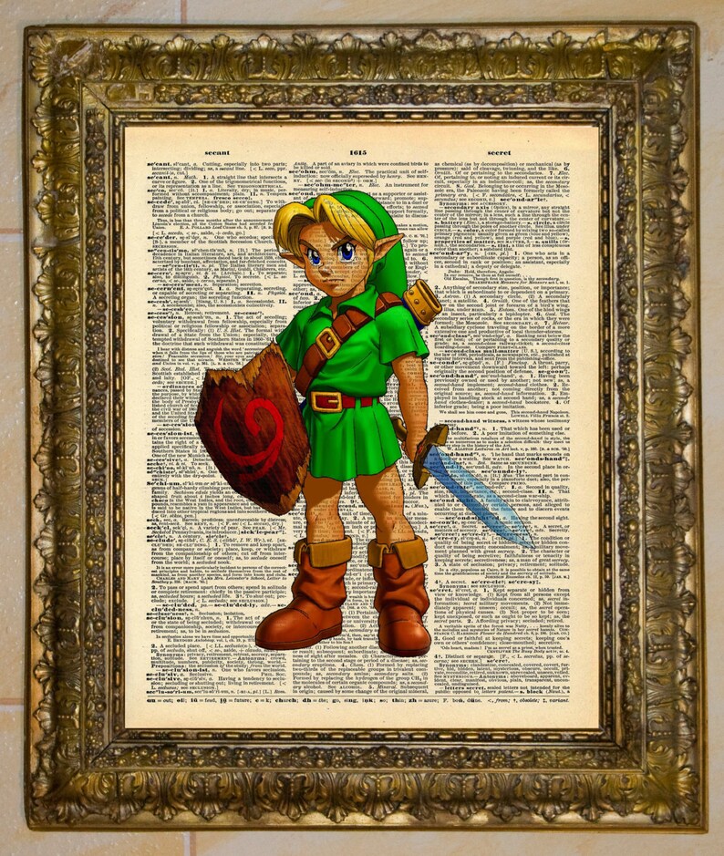 Legend of Zelda Ocarina of Time Child Link Dictionary Art Etsy