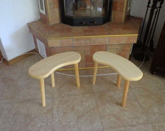 Set of 2 Rustic Three Legged stool, primitive wooden stool dining room