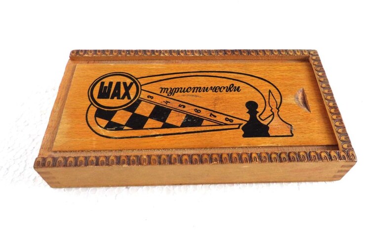 Wooden Chess Pieces Vintage Wooden Chess Full Set in Original Box Wooden Pyrography Box Chess Game Game Board Board Game