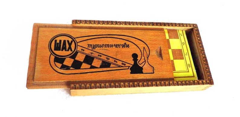 Wooden Chess Pieces Vintage Wooden Chess Full Set in Original Box Wooden Pyrography Box Chess Game Game Board Board Game