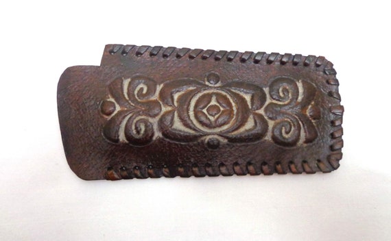 Vintage Leather Glasses Case. Hand made. Mid Cent… - image 3