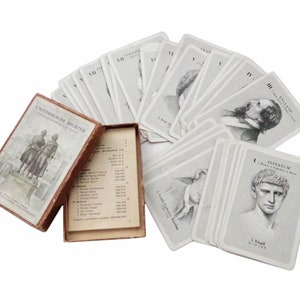Jogo de cartas de baralho alemão vintage, Quarteto de Poetas, em caixa, conjunto de 32 cartas. Década de 1950