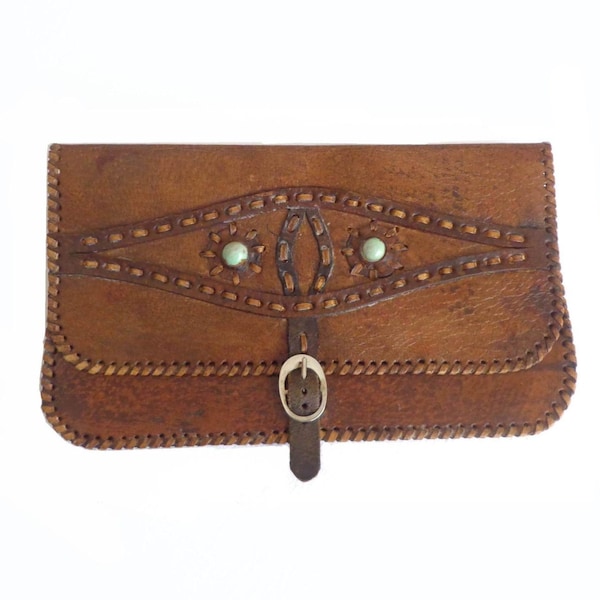 Vintage wallet-bag made of genuine leather. Handmade multifunctional wallet, unique genuine leather wallet. Collectibles.