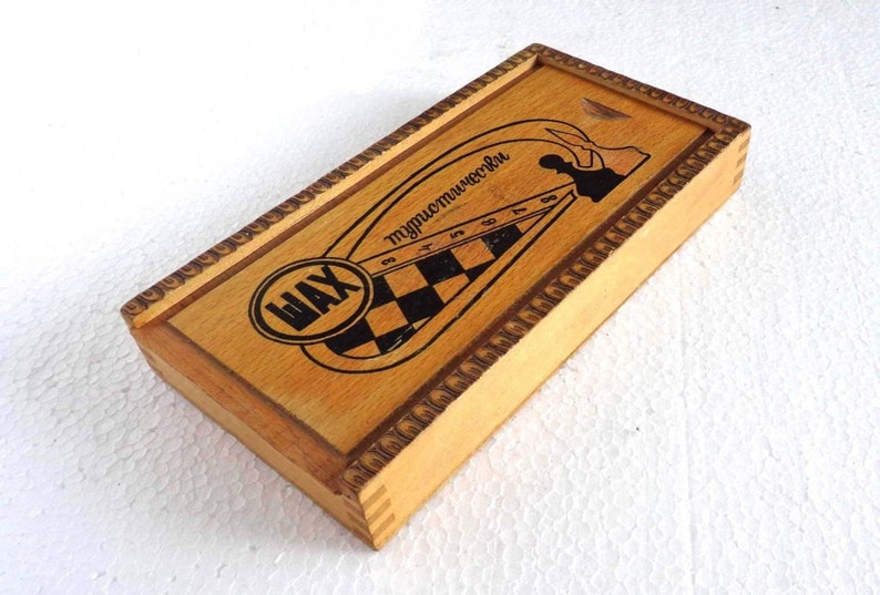 Wooden Chess Pieces Vintage Wooden Chess Full Set in Original Box Wooden Pyrography Box Chess Game Game Board Board Game