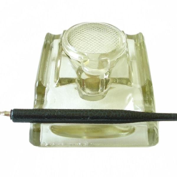 Old Glass Inkwell - Etsy