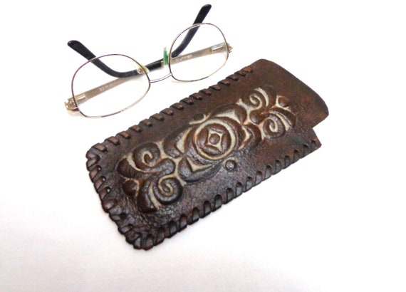 Vintage Leather Glasses Case. Hand made. Mid Cent… - image 1
