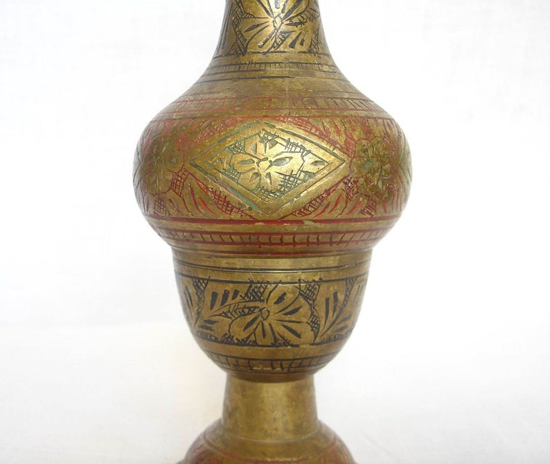 Vintage Islamic Brass Engraved Vase 21 Cm. Etched Etching Etsy