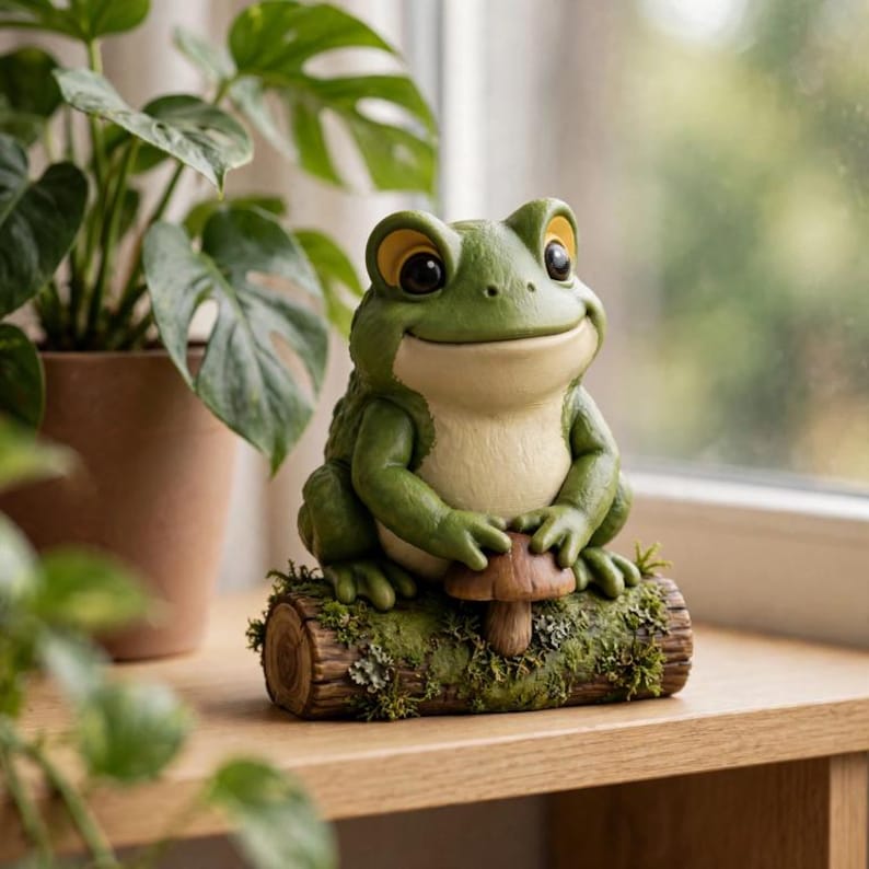 Large Toad Statue Mossy Toad Figurine 3D Printed Collectible Hand Painted Statue Forest ...