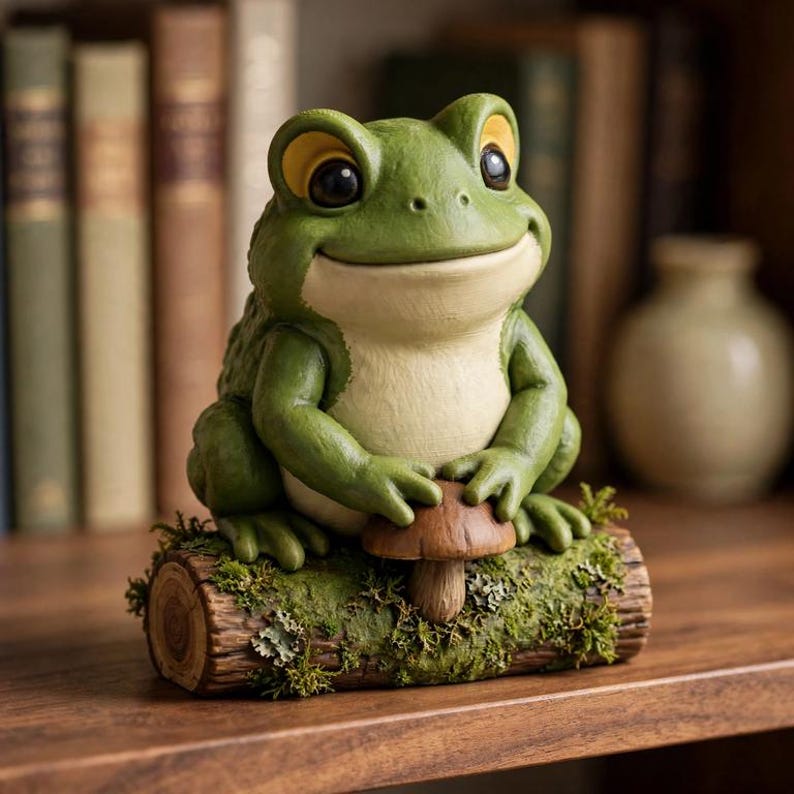 Large Toad Statue Mossy Toad Figurine 3D Printed Collectible Hand Painted Statue Forest ...