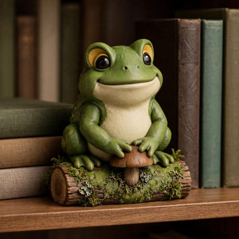 Large Toad Statue Mossy Toad Figurine 3D Printed Collectible Hand Painted Statue Forest ...