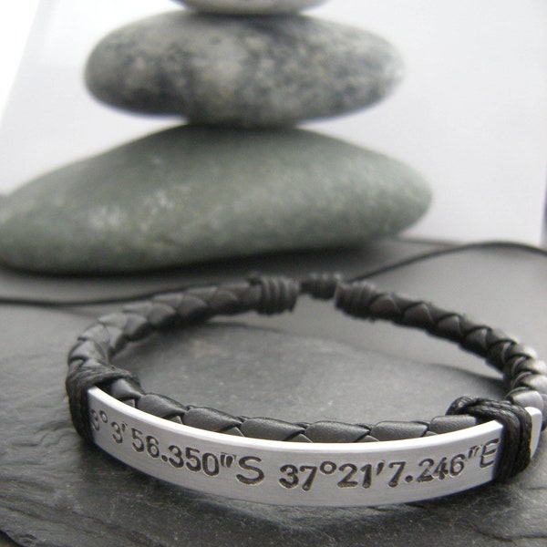 Man Bracelet, Kilimanjaro bracelet, Travel Gift, Custom Coordinates Bracelet, Gift for a boyfriend, Bracelet for man, Anniversary Gift, GPS