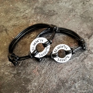Distance Relationship, 2pcs, Coordinates bracelets, matching bracelets, gift boyfriend girlfriend, gift couple, friends gift, personalized