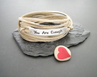 Gift for friend, You are enough, Motivational wrap bracelet, Confidence bracelet, Bracelet personalized, Self-esteem, inspirational bracelet