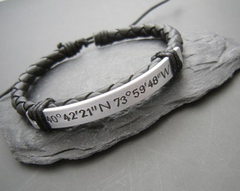 Coordinates Bracelet, Gift for a boyfriend, Gift for husband, Bracelet for man, Gift for Him, Anniversary Gift, Father's day gift