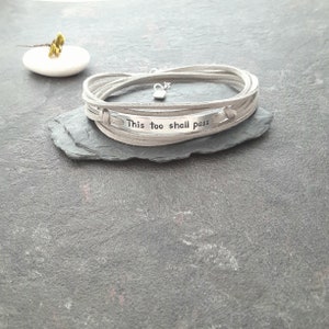 This too shall pass, comfort bracelet, Comforting quote bracelet, Wrap bracelet, Personalize it with your quote, motivational bracelet