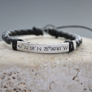 Geschenk für Freund, Armband für Mann, GPS-Koordinaten Armband, Männer Armband, Jubiläumsgeschenk für ihn, Geschenk für ihn, Koordinaten Armband