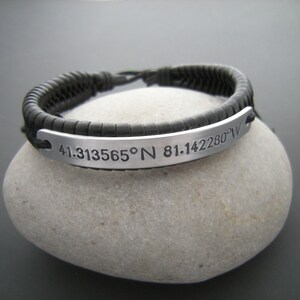 Bracelet for man, GPS coordinates bracelet, Mens bracelet, Anniversary Gift for Him, Gift for boyfriend, Gift for Him, Coordinates Bracelet image 3