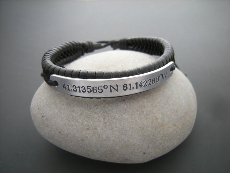 Bracelet for man, GPS coordinates bracelet, Mens bracelet, Anniversary Gift for Him, Gift for boyfriend, Gift for Him, Coordinates Bracelet image 3