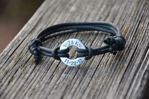 Gift for Men, Mans Bracelet, Gift for Him, Stamped Washer Bracelet