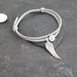 Angel Wing Bracelet, cord bracelet, Wing bracelet, Angel bracelet, Silver Wing Bracelet, memorial gift, loss of a loved one, grief gift