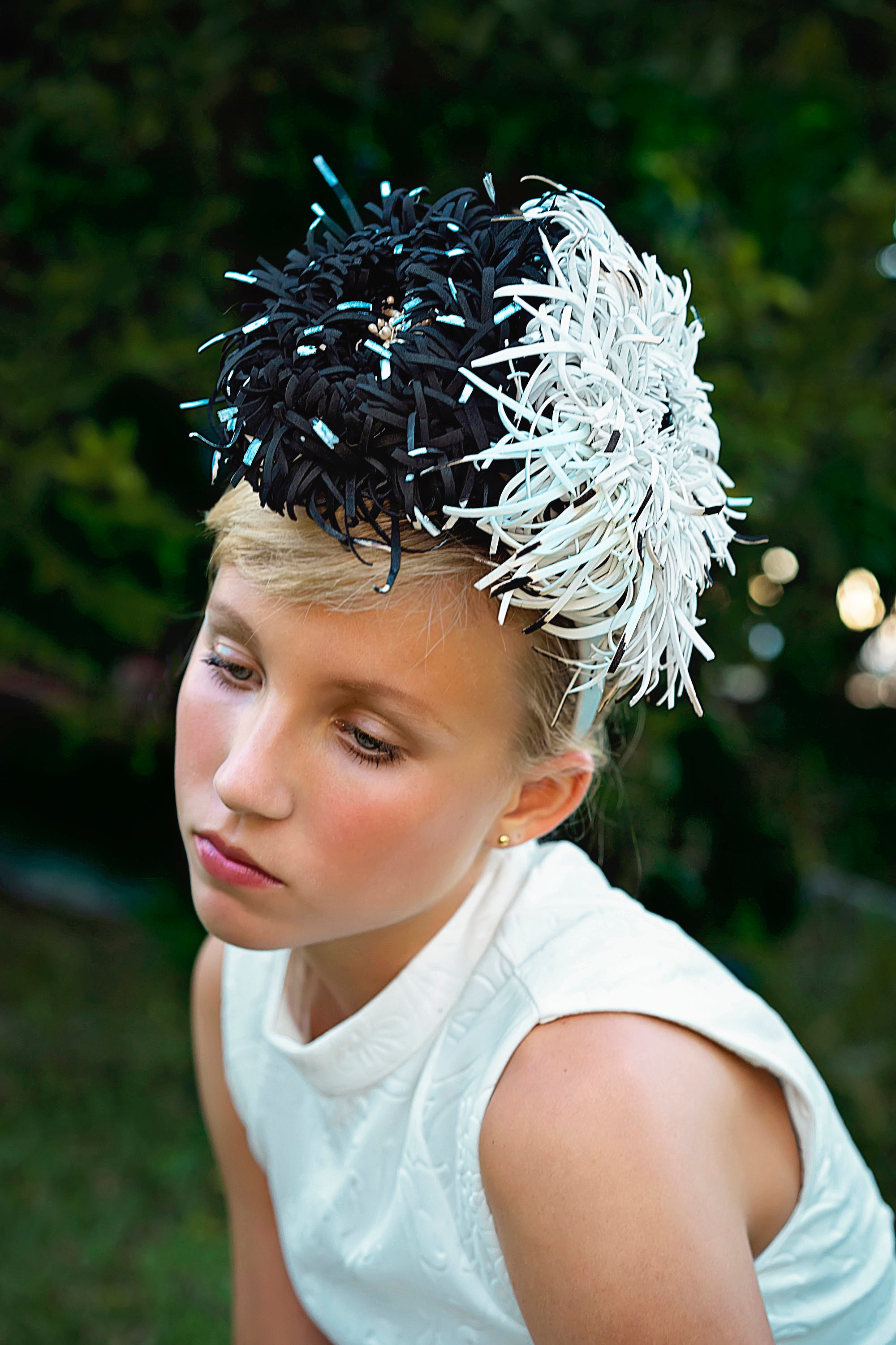 black and white hats and fascinators