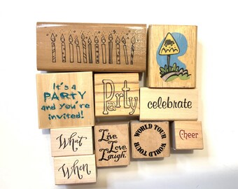 Rubber Stamp Wood Mounted Clearance Collection 10 Pieces