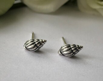 Eco Silver Tiny Shell Studs | Handmade Shell Studs | Tiny shell earrings | Ocean Jewellery | Recycled Silver Sea Shell Jewellery