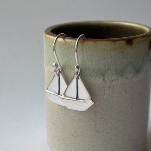 Eco Friendly Silver Boat Earrings | Silver Sailboat Earrings | Sailing Boat Jewellery | Silver Boat Jewellery