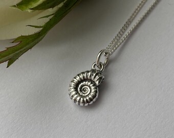 Eco Silver Ammonite Pendant | Recycled Silver Ammonite Necklace | Ammonite Jewellery | Fossil Jewellery | Fossil Pendant