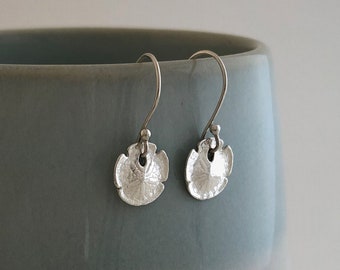 Eco Silver Sand Dollar Earrings | Handmade Silver Sand Dollar Earrings | Recycled Silver Sand Dollar Earrings |