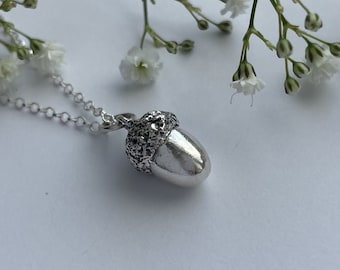 Large Recycled Silver Acorn Pendant | Eco Friendly Silver Acorn Necklace | Handmade Acorn Jewellery