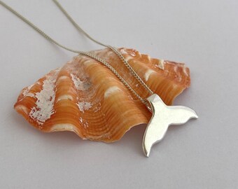 Recycled Silver Whale Tail Pendant | Handmade Whale Tail Pendant | Ocean Jewellery | Dolphin Necklace | Dolphin Jewellery