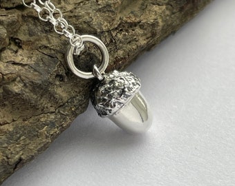Tiny Acorn Pendant | Eco Silver Acorn Necklace | Handmade Silver Acorn Jewellery | Wild Silver Jewellery | Recycled Silver Acorn Pendant